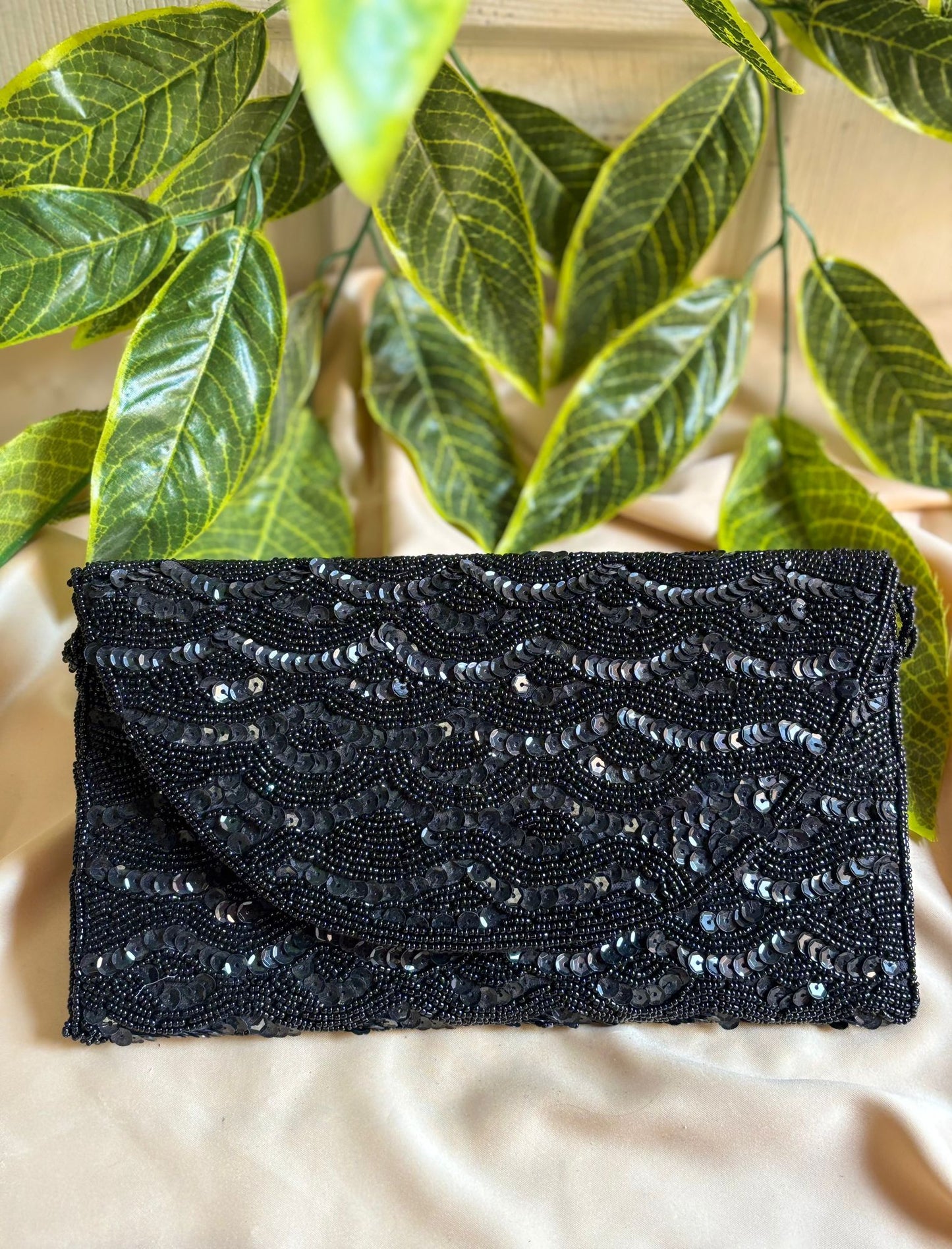 Vintage Velvet Clutch | Hand-Embroidered Gold Zardosi & Beadwork