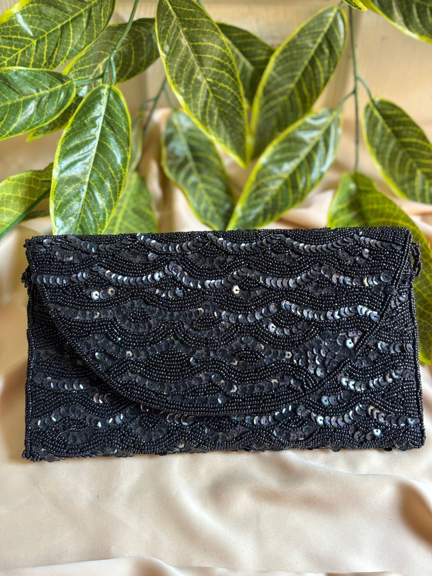 Vintage Velvet Clutch | Hand-Embroidered Gold Zardosi & Beadwork