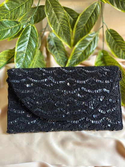 Vintage Velvet Clutch | Hand-Embroidered Gold Zardosi & Beadwork