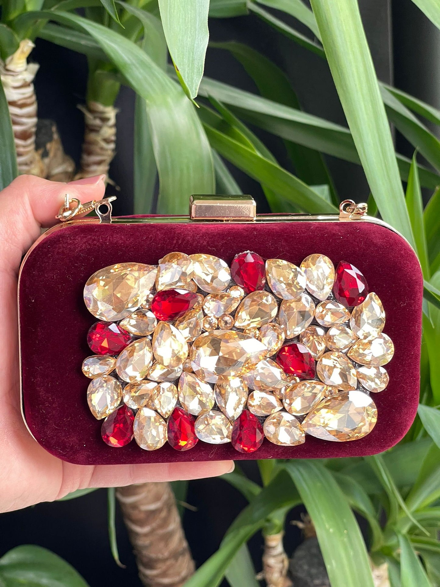 Elegant Velvet Stonework Clutches – Multicolor Collection (Pink to Gold)