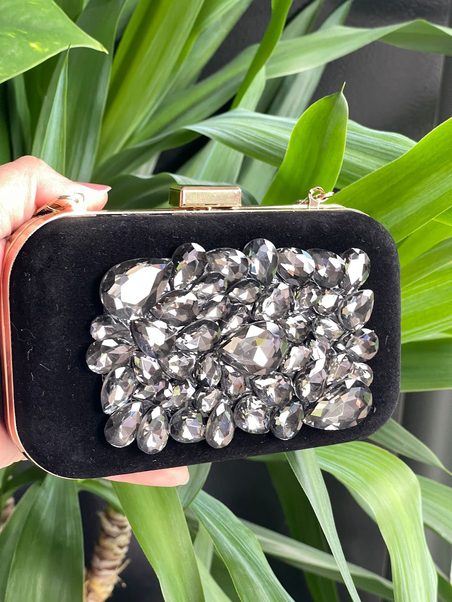 Elegant Velvet Stonework Clutches – Multicolor Collection (Pink to Gold)