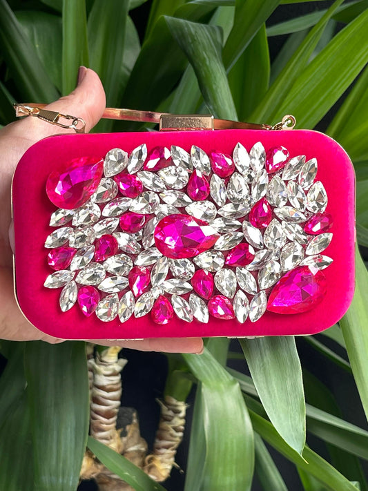 Elegant Velvet Stonework Clutches – Multicolor Collection (Pink to Gold)