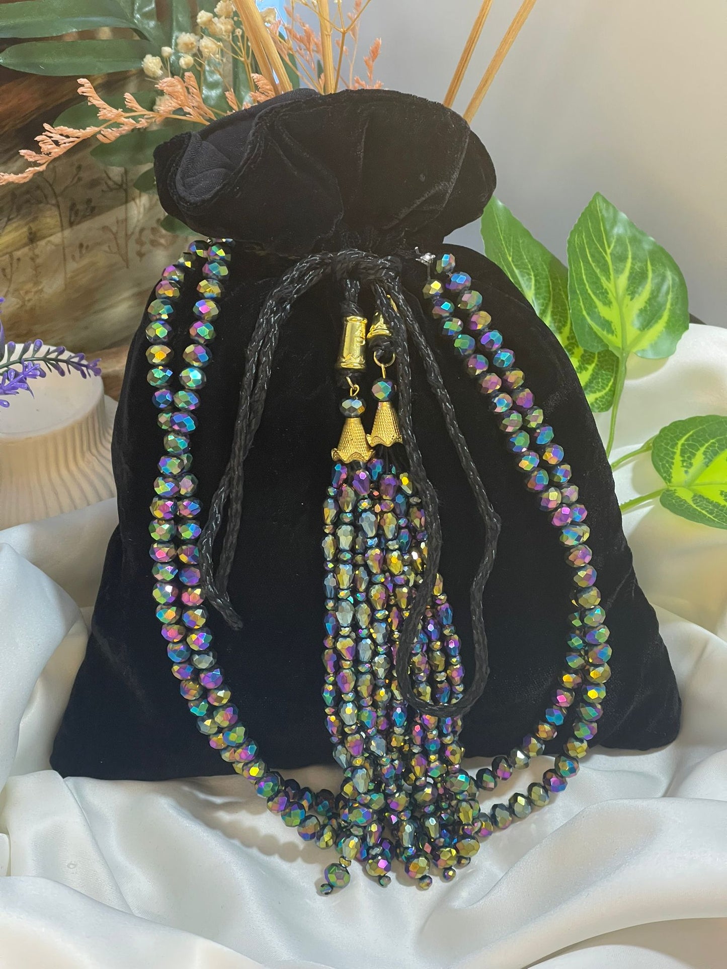 Plain Velvet Potli Bags with Heavy Crystal Tassels