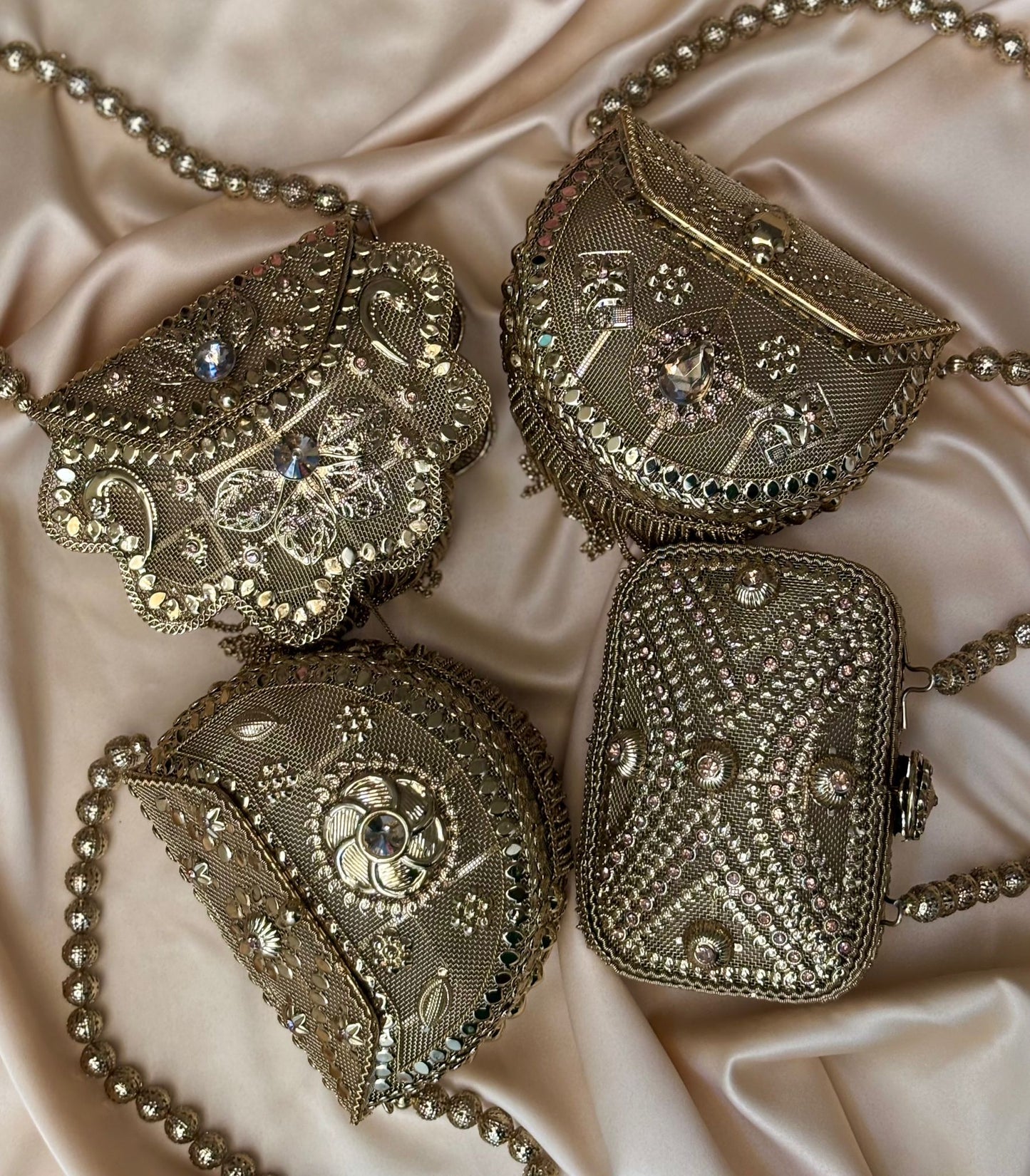 Afghan Metal Handcrafted Clutch with Engraved Detailing & Chain Handle