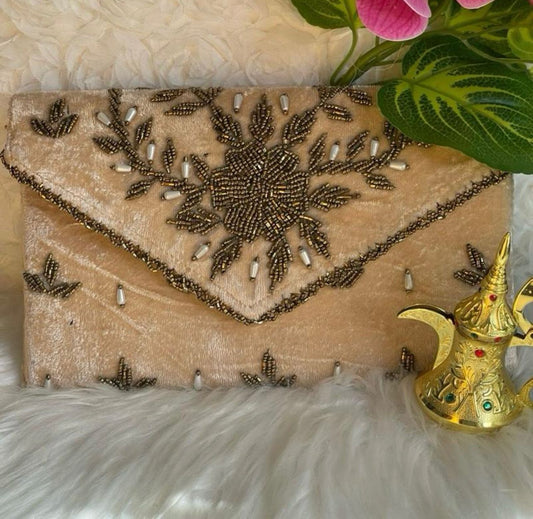 Velvet Hand-Embroidered Beaded Festive purse